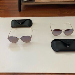 Diff Eyewear Round Sunglasses with White and Gold Accents. 2 pair.